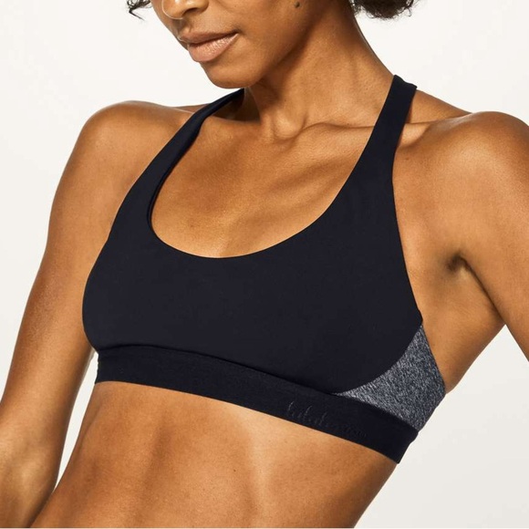 Lululemon Box It Out Sports Bra 4 Black Grey - Picture 1 of 9